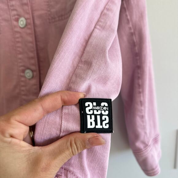 Marc Cain Twill Shirt Denim Shacket Bright Pink Lavender 8 NWT - Picture 9 of 12